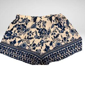 White & blue floral shorts
